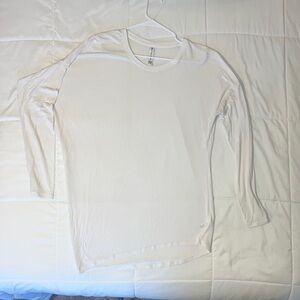 Athena Is White Asymmetrical Long-Sleeve T-Shirt, Large